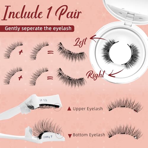 Magnetic Eyelashes Kit with Applicator - No Glue, Natural Look