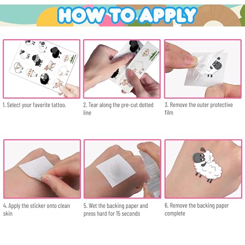 120 PCS Sheep Temporary Tattoos Farm Party Favors Stickers