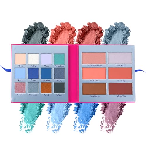 Profusion Cosmetics Wish List Makeup Palette - 18 Richly Pigmented Shades for Eye & Cheek with 12 Eyeshadows, 4 Blush & 2 Highlighter Powders in Fold-Out Book Design, Vegan & Cruelty-free