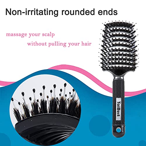 Boar Bristle Hair Brush Set – Detangler & Styling Brushes