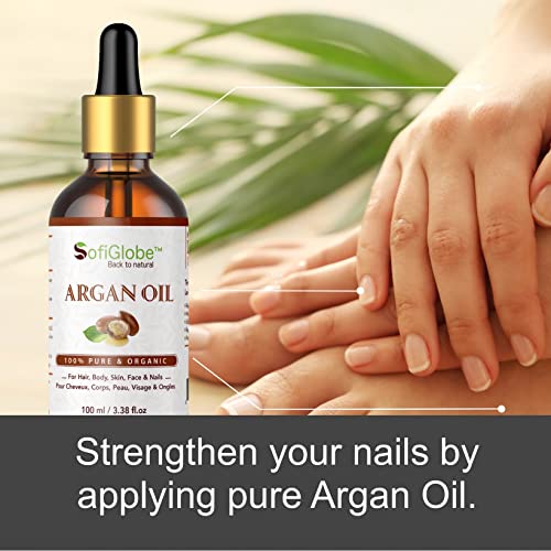 SofiGlobe Argan Oil, Organic,100% pure, cold pressed and unrefined. Your best cosmetic care for hydrated skin, smooth hair and healthy nails. (1 Oz/30 ml)