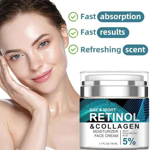 Retinol Collagen Cream for Face with 5% Hyaluronic Acid Anti-Aging Cream Anti-Wrinkle Reduce Fine Lines Lifting and Firming 24-Hour Facial Care Suitable For All Skin Types
