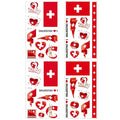 Switzerland Flag Temporary Tattoos Set - 40 Waterproof Stickers