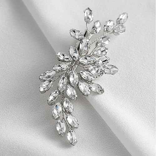 SWEETV Rhinestone Bride Wedding Hair clip Silver Crystal Bridal Hair comb Sparkly Hair Piece Gem Hair Accessories for Women/Girls & Brides/Bridesmaids