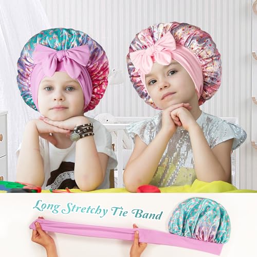 Silk Bonnet for Kids with Tie Band - 2 Pack