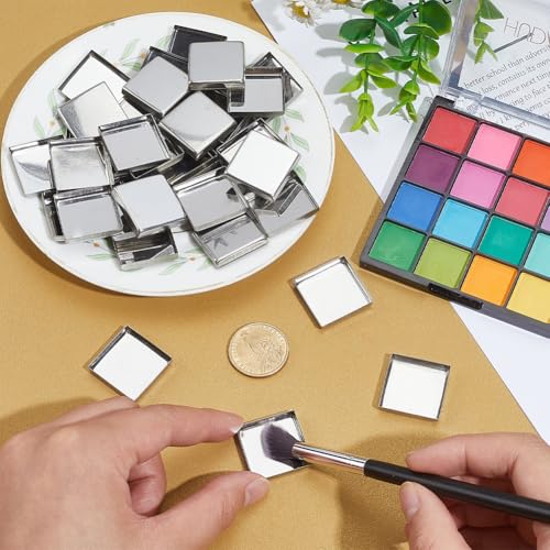 50 Pack Metal Eyeshadow Pans 26mm Square Stainless Steel
