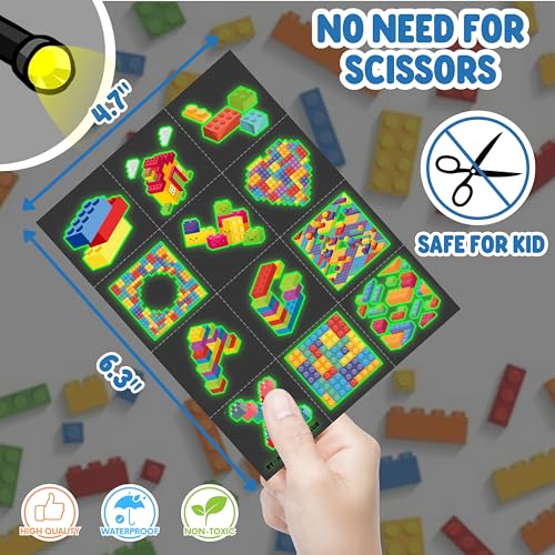 96PCS Building Block Temporary Tattoos for Kids Party Favors