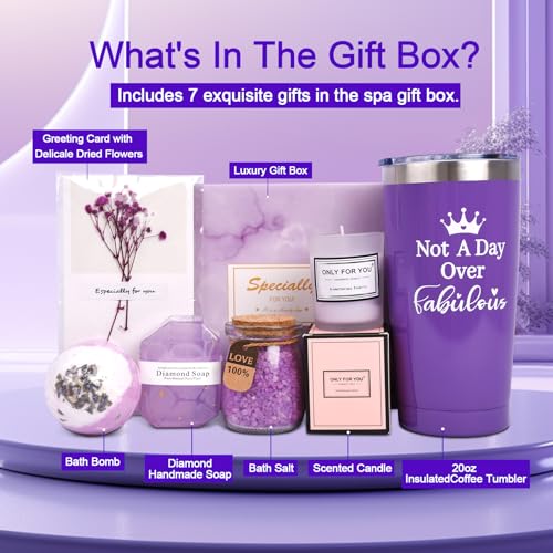 Birthday Gifts for Women, Relaxing Spa Gift Basket Set, Thoughtful and Distinctive Presents for Women, Ideal for Holiday Gifting to Loved Ones Like Mom, Sister, Friend, Wife, and Teacher,Purple