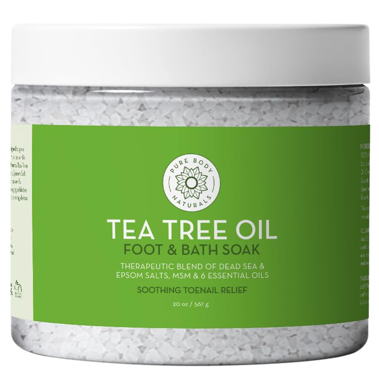 Tea Tree Oil Foot Soak with Epsom & Dead Sea Salts - Relaxing 20 oz Bath Spa