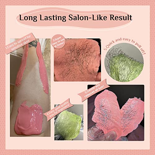 Waxing Kit + 2.5lb Rose Wax Beads for Women and Men, Brazilian Bikini Hard Wax for Coarse Hair Full body Legs, Face and Underarms at Home Waxing Beads for Sensitive Skin