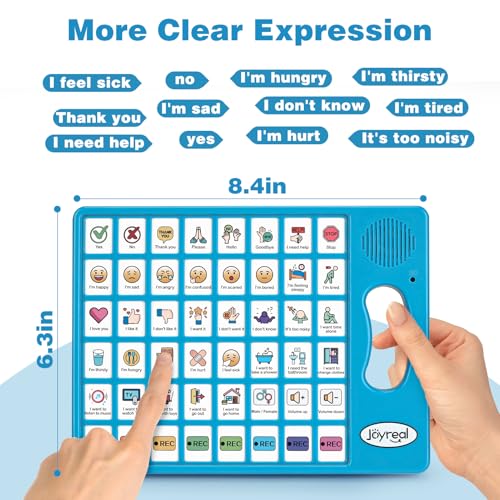 Joyreal Blue AAC Communication Device for Autism & Speech Therapy with 8 Programmable Buttons