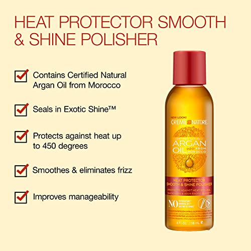 Creme of Nature Heat Protector Spray - 450°F Protection & Argan Oil Shine, 4 fl oz