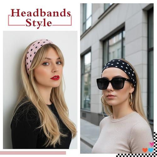 Molain 4 Pack Polka Dot Headbands - Non-Slip Soft Fabric for Women