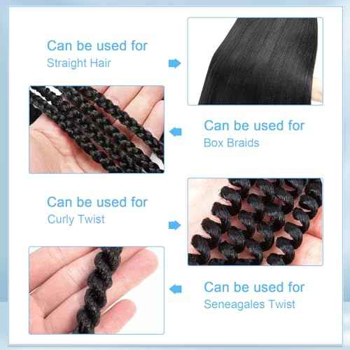 Braiding Hair Pre Stretched 22 Inch 8 Pack Long Professional Pre Stretched Hair For Braiding Soft Yaki Texture Hot Water Setting Synthetic Crochet Braids For Women Girls(22Inch,1B)