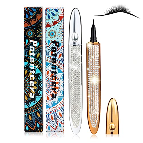 Liquid Eyeliner Pen Waterproof, Magic Self-adhesive Long-Lasting Eyelash Glue Pen, Magnetic Eyeliner, No Blooming Quick Drying Magnetic Eye Liner Black Pack of 2