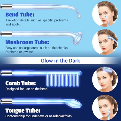 TUMAKOU High Frequency Facial Wand with 4 Neon + Argon Tubes