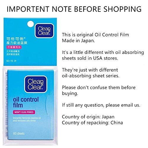 Oil Control Film Replacment for Clean & Clear Oil-Absorbing Sheets,6pk(total 360 sheets) Oil Blotting Sheets for Face,9% Larger,Makeup Friendly High-performance Handy Face Blotting Paper for Oily Skin