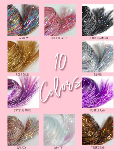 Rainbow Clip-in Hair Tinsel Kit 6Pcs Glitter Extensions for Sparkling Hair