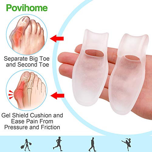 Povihome 8 Pack Bunion Cushions & Gel Toe Separators, 1/2" Thick, Clear