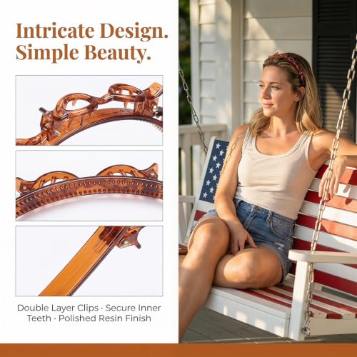 Bangs Hair Clips Headband Set - 2 Pack Black & Brown