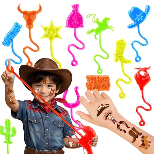 48 PCS Cowboy Party Favors - Temporary Tattoos & Sticky Hands