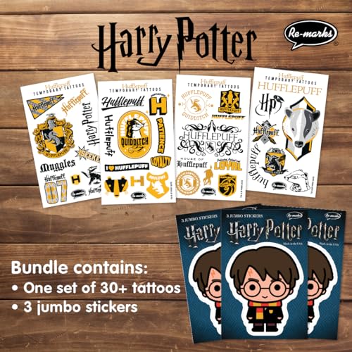 Harry Potter Hufflepuff Temporary Tattoos & Stickers Set