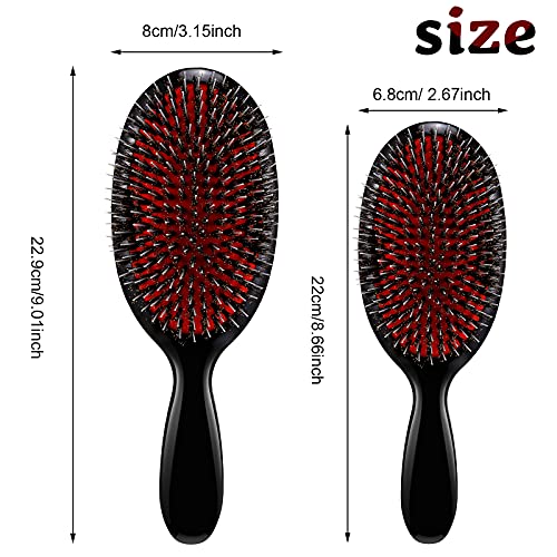 2 Pack Boar Bristle Hair Brushes for Women Men - Gentle Scalp Massage & Hair Care