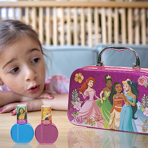 Townley Girl Disney Princess Tiana, Cinderella, Jasmine, Moana and Ariel Fashion Purse Set with Makeup, Toys Gift for 3 4 5 6 7 8 9 10 11 12 Years Old Kid