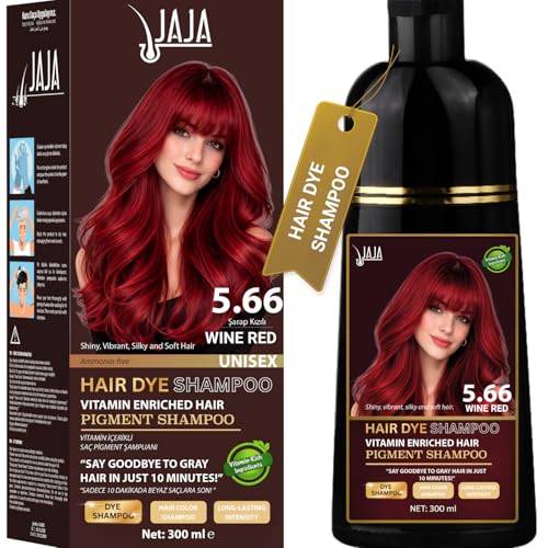 Jaja Hair Dye Shampoo - Wine Red, 3-in-1 Gray Coverage, 10.14 fl oz