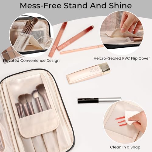 HauteHues Travel Makeup Bag - Large Capacity Cosmetic Organizer, Waterproof & Wide-Open Design
