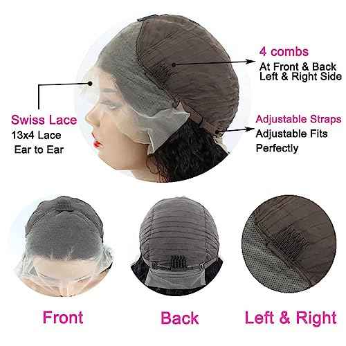 Short Bob Wig Human Hair 13X4 Lace Front Wig Natural Color, 14 Inch