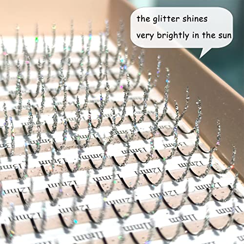 Silver Glitter Lash Extensions 11-16mm Faux Mink 120pcs
