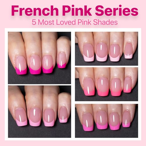 SXC French Tip Press On Nails 150 Pieces - Model 5PINK113-XS Square, Ultra Fit, No File Needed, DIY Nail Art