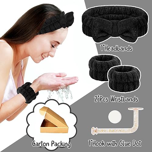 CERETIA Spa Headband & Wristband Set - 7pc Microfiber