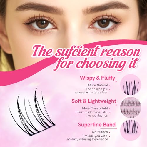 MLEN DIARY Lash Clusters Kit 80PCS C Curl Wispy Eyelash Extensions