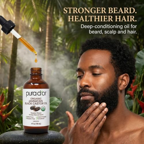 PURA D'OR Organic Jamaican Black Castor Oil 4oz - Eyelash & Eyebrow Serum