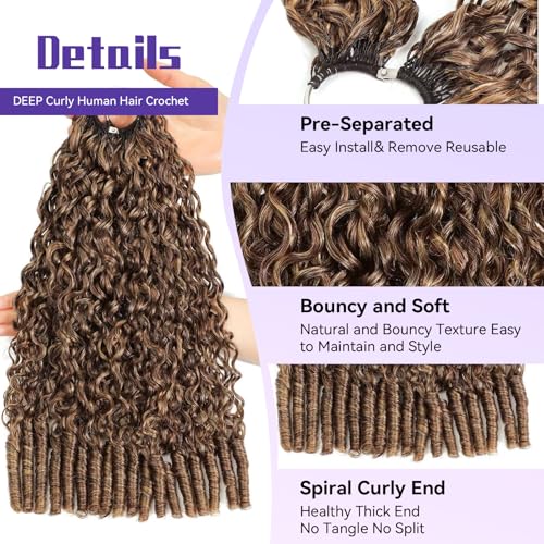 Burmese Curly Crochet Human Hair 16" - 60g Feather Extensions #4P27