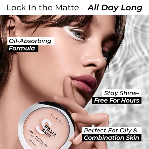 Lamel Smart Skin Silk Compact Powder - Long Lasting Pressed Finishing Powder - Oil Control Makeup, Suitable for Dry Skin, Lightweight Formula, 0.28 oz (403 Ivory)