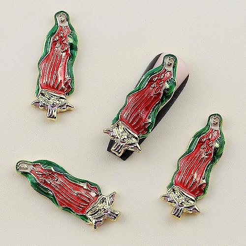 10pcs Virgin Mary Nail Charms for Acrylic Nails, 3D San Judas Nail Charm Alloy Virgin Mary Charms for Nails Jesus Christ Buddha Statue Nail Art Charms Metal Nail Jewels for Nail Art Nail Supplies