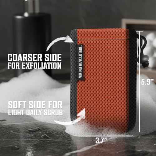 Viking Revolution Soap Bag with Drawstring - Mesh Soap Savers for Bars - Red Mesh Exfoliating Body Scrubber - Creates Rich Lather, Hang to Dry, Ready for the Next Scrub (5.9"x3.7", 1 Piece)