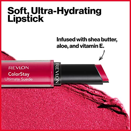 REVLON Lipstick, ColorStay Ultimate Suede Lipstick, High Impact Lip color with Moisturizing Creamy Formula, Infused with Vitamin E, 045 Supermodel, 0.09 Oz