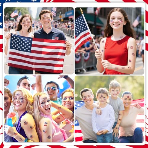 72Pc 4th of July Temporary Tattoos - Patriotic Party Favors