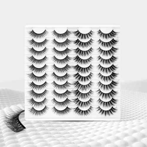 Eyelashes Lashes False Eyelashes Pesta?as Lashes Wispy False Lashes Pesta?as Postizas Naturales Strip Lashes Eyelash Natural Eyelashes Eyelash Extension 20 Pairs Cat Eye Lashes (Black)