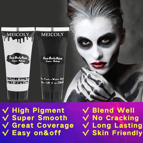 Black & White Face Paint Set with Sponges - Water Based
