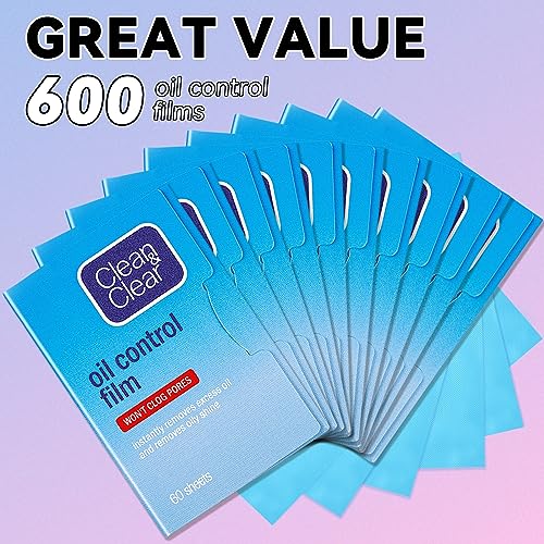 Oil Control Film From China Replacment for Clean & Clear Oil Absorbing Sheets,600 Sheets/10pk Oil Blotting Sheets for Face,9% Larger,Makeup Friendly High-performance Face Blotting Paper for Oily Skin