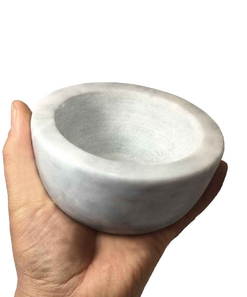 Yepmlrt Marble Shaving Bowl，Handcrafted White Marble Later，Shaving Soap & Cream Bowl for Men，Lather Mug with Interior Grooves Builds a Rich.