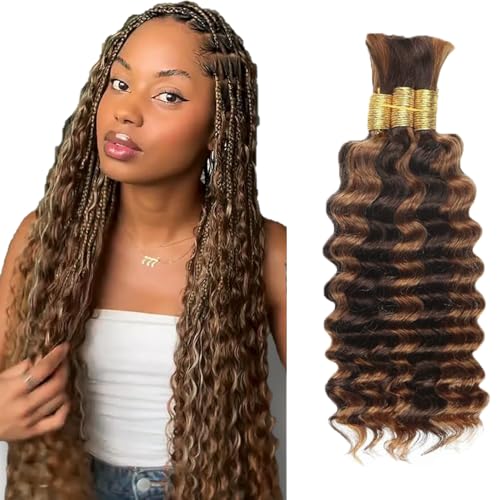 Light Brown Deep Curly Braiding Hair - 14 Inch Virgin Hair Bundles