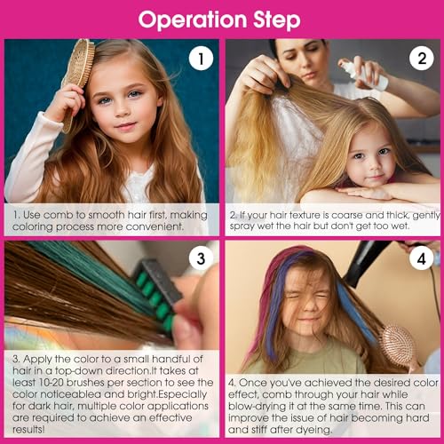 Hair Chalk Comb for Girls - Washable Temporary Hair Color