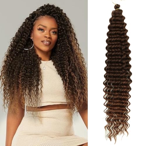 Ocean Wave Crochet Hair 22inch 3packs Deep Wave Braiding Hair Extensions Curly Braiding Hair for Black Women Curly Crochet Hair for Boho Box Braids (T4/30, 22inch 3pack)