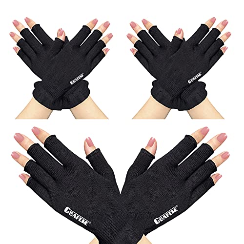 GSAFEME Fingerless Cotton Moisturizing Gloves for Dry Hands & Eczema - 3 Pairs